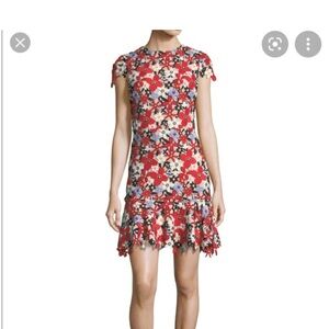 Alice + Olivia red floral lace dress size 10